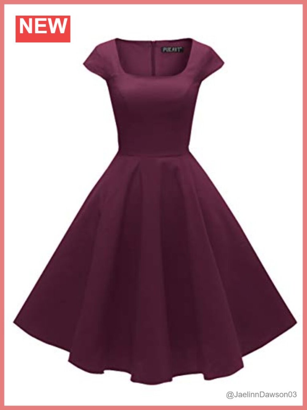 Retro 1950s Cocktail Swing Dress A-Line Cap Sleeve Scoop Neck Party Dress